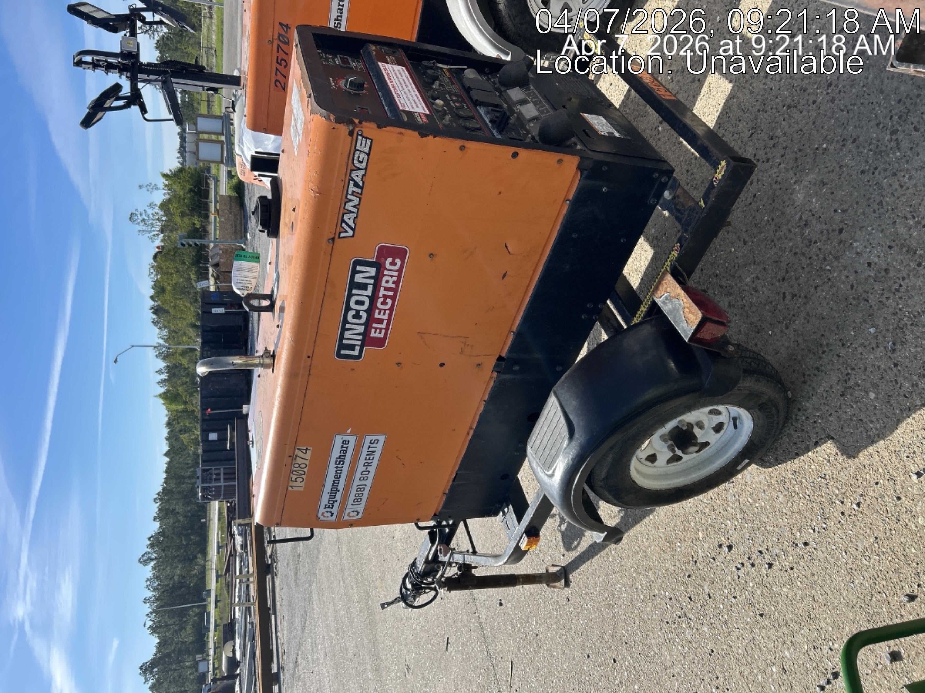 2021 Lincoln Electric Vantage 322 Vantage 322 Ready Pak 3 w/ Telematics & Decals, ORANGE (includes trailer, cable rack, fender light kit)