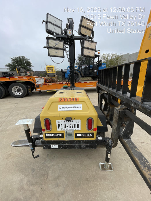 2022 Allmand NLV3GR (4) LED Light Fixture 350W, 23' Vertical Mast, 3kW Prime, Towable, Deep Sea L401, Leveling Jacks, Yanmar T4F 5.8hp