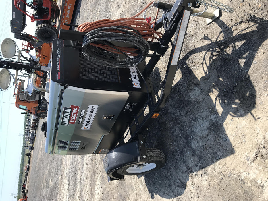 2019 Lincoln Electric Vantage 322 Welder Ready-Pak 3, Two wheel trailer, Fender and Light kit, Cable Rack