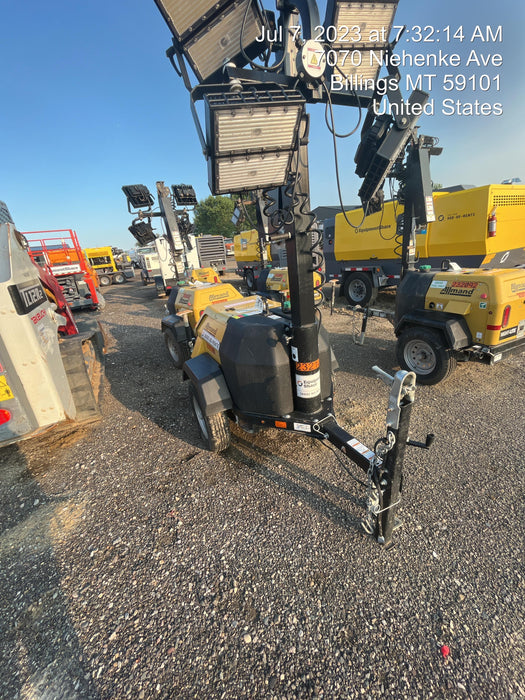 2022 Allmand NLV3GR (4) LED Light Fixture 350W, 23' Vertical Mast, 3kW Prime, Towable, Deep Sea L401, Leveling Jacks, Yanmar T4F 5.8hp