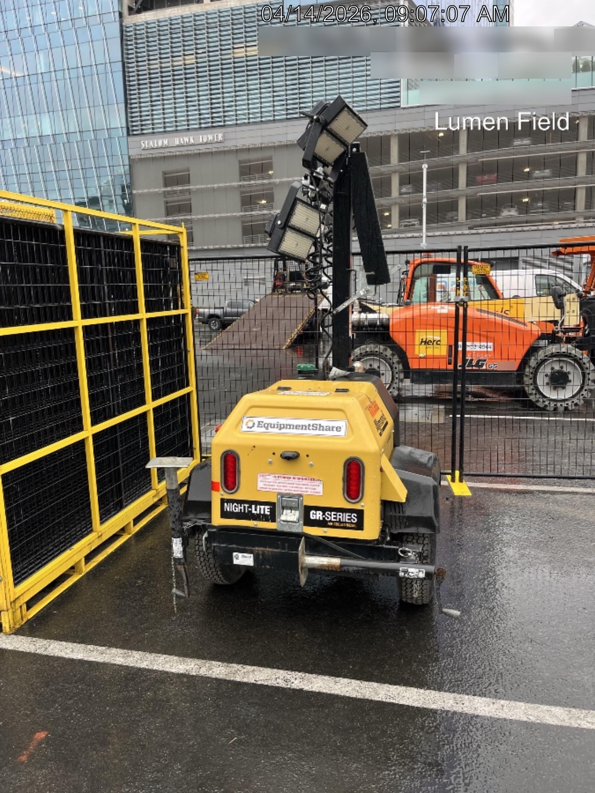 2021 Allmand NLV3GR (4) LED Light Fixture 350W, 23' Vertical Mast, 3kW Prime, Towable, Deep Sea L401, Leveling Jacks, Yanmar T4F 5.8hp