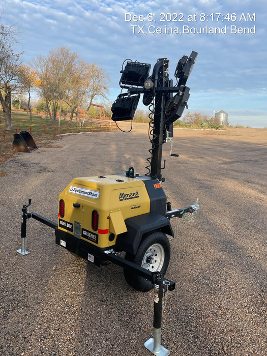 2022 Allmand NLV3GR (4) LED Light Fixture 350W, 23' Vertical Mast, 3kW Prime, Towable, ES Decals, T3