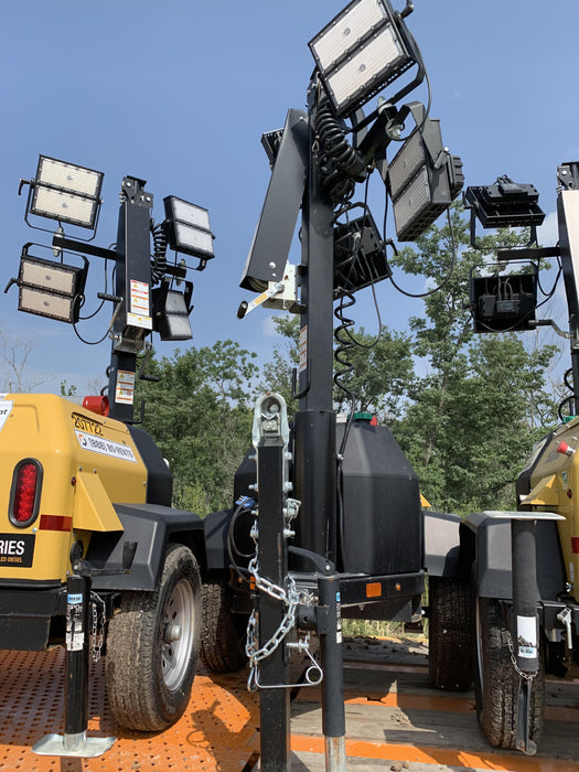 2022 Allmand NLV3GR (4) LED Light Fixture 350W, 23' Vertical Mast, 3kW Prime, Towable, Deep Sea L401, Leveling Jacks, Yanmar T4F 5.8hp