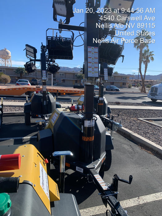 2022 Allmand NLV3GR (4) LED Light Fixture 350W, 23' Vertical Mast, 3kW Prime, Towable, ES Decals, T3