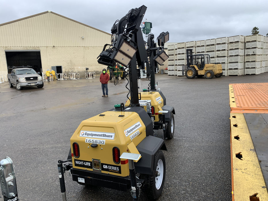 2021 Allmand NLV3GR (4) LED Light Fixture 350W, 23' Vertical Mast, 3kW Prime, Towable, Deep Sea L401, Leveling Jacks, Yanmar T4F 5.8hp