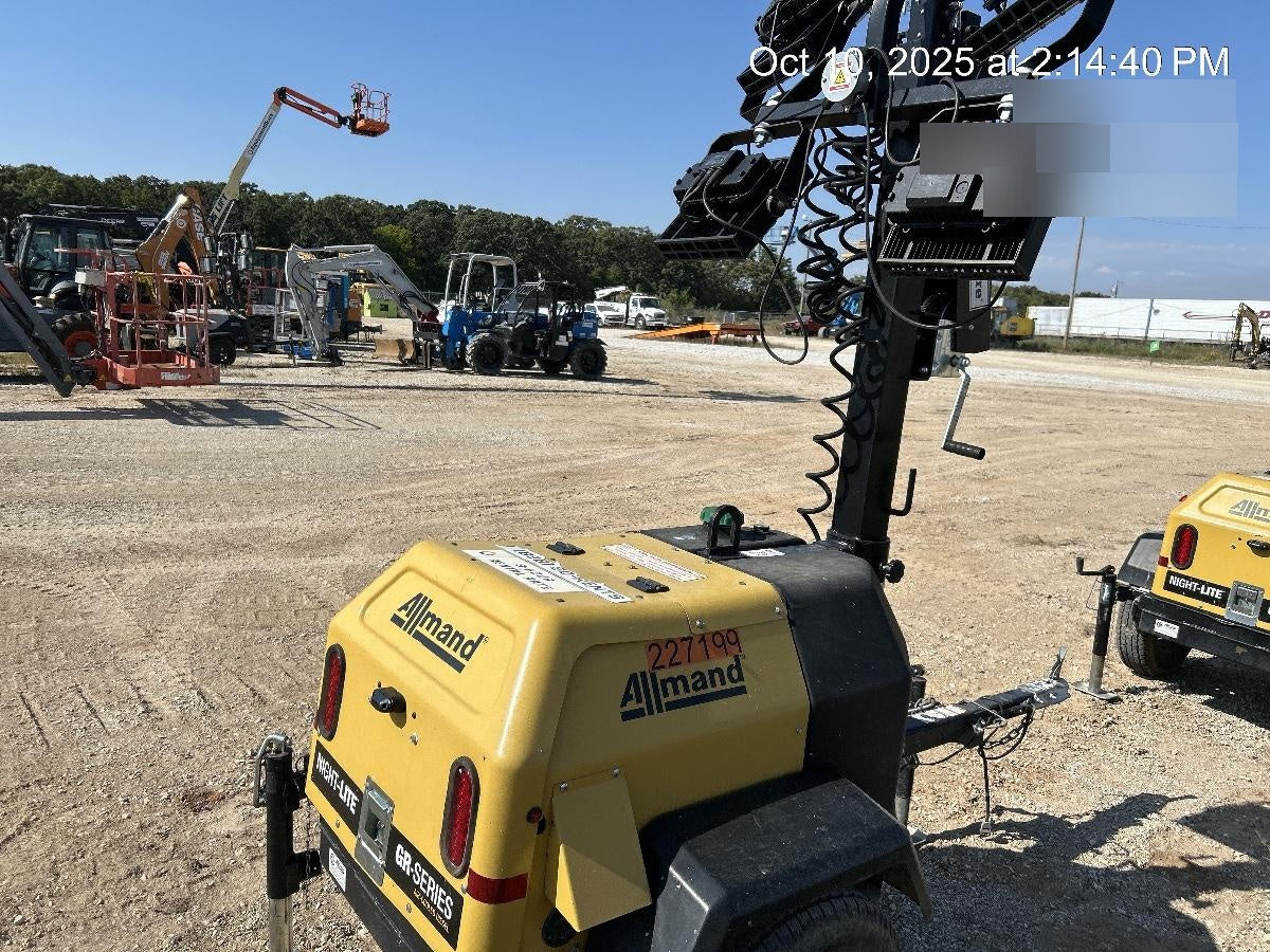 2022 Allmand NLV3GR (4) LED Light Fixture 350W, 23' Vertical Mast, 3kW Prime, Towable, Deep Sea L401, Leveling Jacks, Yanmar T4F 5.8hp