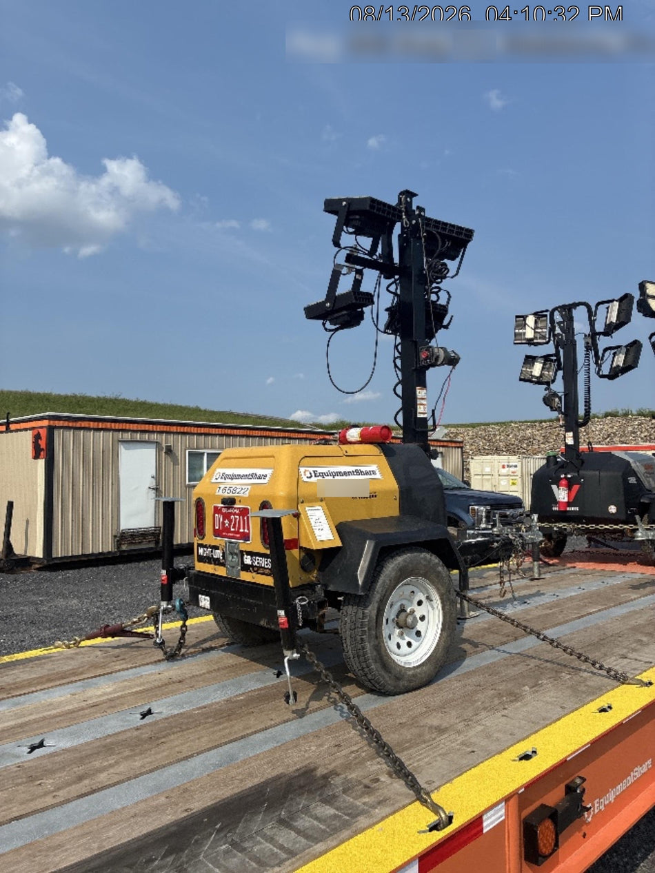 2021 Allmand NLV3GR (4) LED Light Fixture 350W, 23' Vertical Mast, 3kW Prime, Towable, Deep Sea L401, Leveling Jacks, Yanmar T4F 5.8hp