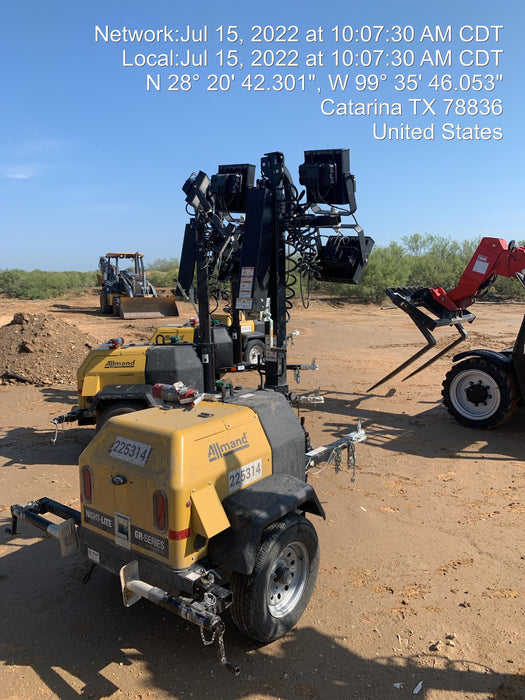 2022 Allmand NLV3GR (4) LED Light Fixture 350W, 23' Vertical Mast, 3kW Prime, Towable, Deep Sea L401, Leveling Jacks, Yanmar T4F 5.8hp