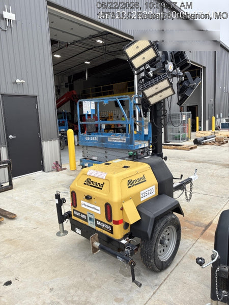 2022 Allmand NLV3GR (4) LED Light Fixture 350W, 23' Vertical Mast, 3kW Prime, Towable, Deep Sea L401, Leveling Jacks, Yanmar T4F 5.8hp