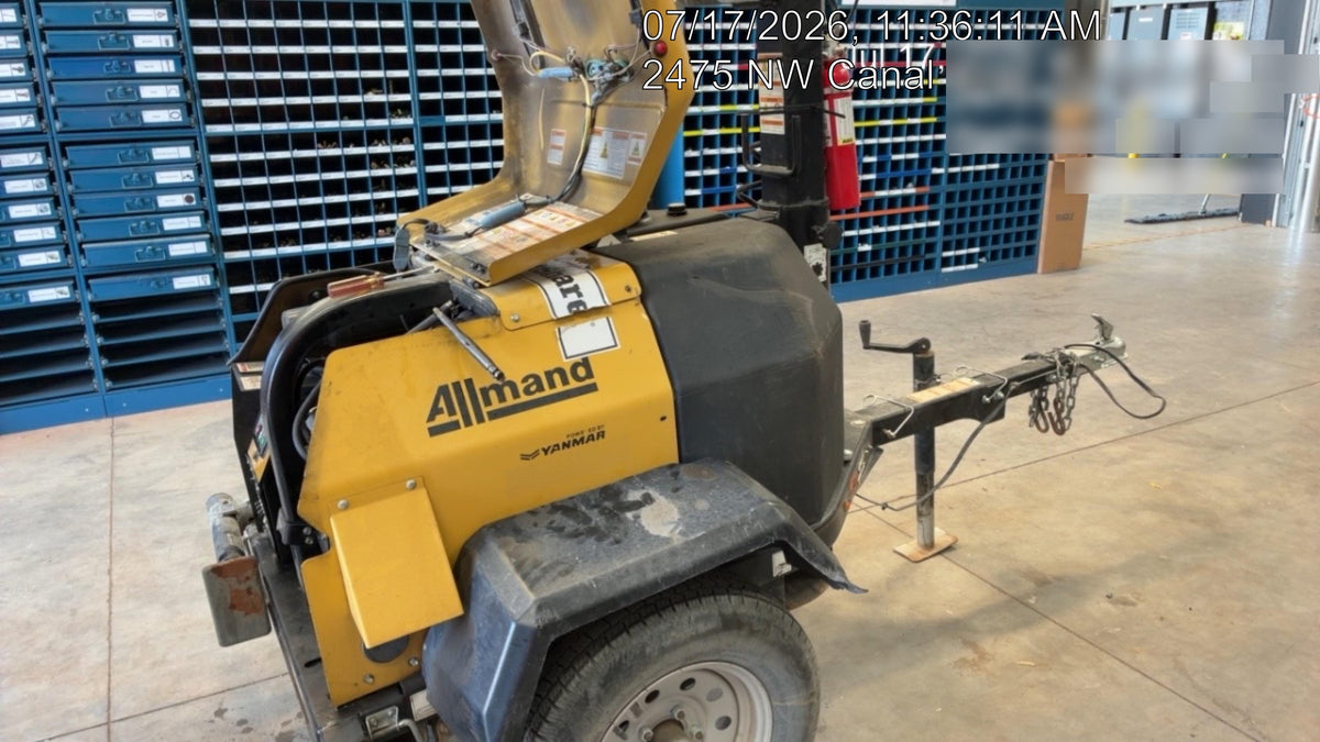 2020 Allmand NLV3GR (4) LED Light Fixture 350W, 23' Vertical Mast, 3kW Prime, Towable, Deep Sea L401, Leveling Jacks, Yanmar T4F 5.8hp