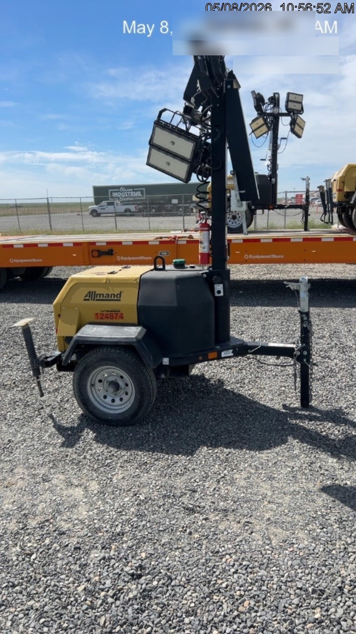 2020 Allmand NLV3GR (4) LED Light Fixture 350W, 23' Vertical Mast, 3kW Prime, Towable, Deep Sea L401, Leveling Jacks, Yanmar T4F 5.8hp