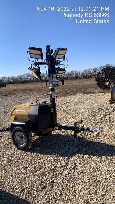 2022 Allmand NLV3GR (4) LED Light Fixture 350W, 23' Vertical Mast, 3kW Prime, Towable, ES Decals, T3