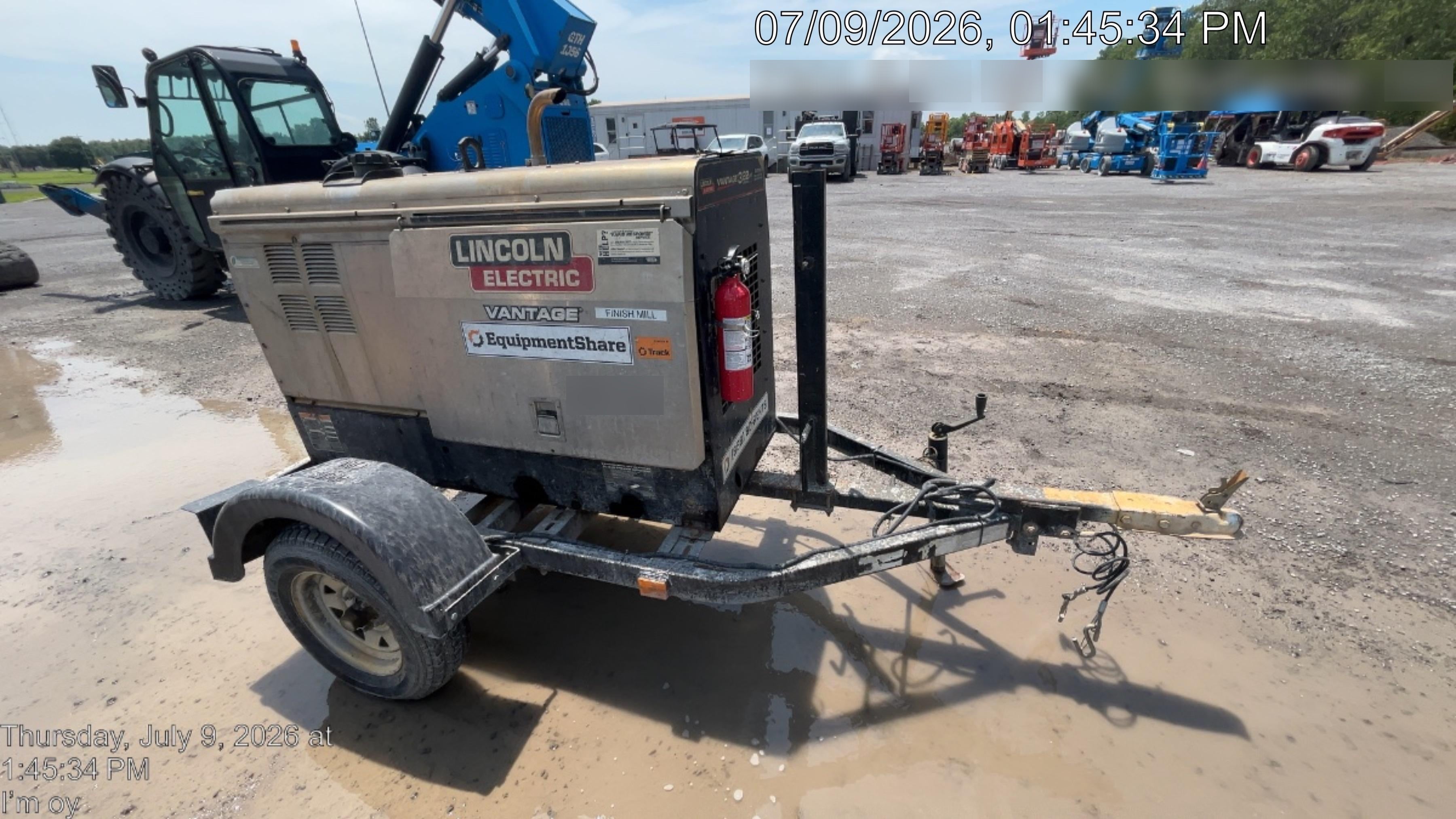 2019 Lincoln Electric Vantage 322 Ready-Pak 3, Two Wheel Trailer, Fender and Light Kit, Cable Rack