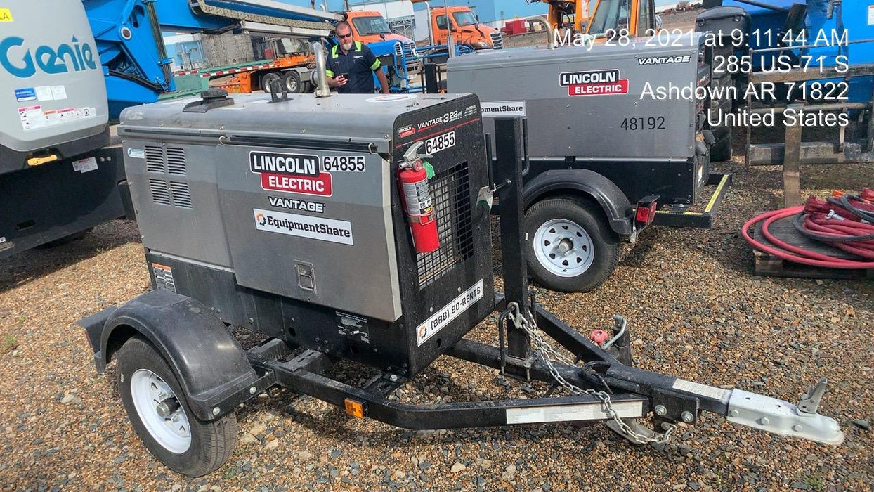 2020 Lincoln Electric Vantage 322 Welder Ready-Pak 3, w/ GPS & Decals (includes trailer, cable rack, fender light kit)