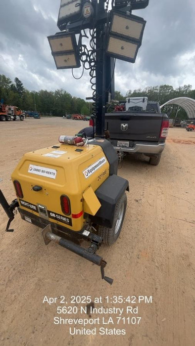 2022 Allmand NLV3GR (4) LED Light Fixture 350W, 23' Vertical Mast, 3kW Prime, Towable, Deep Sea L401, Leveling Jacks, Yanmar T4F 5.8hp