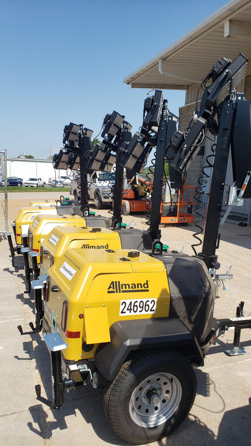 2022 Allmand NLV3GR (4) LED Light Fixture 350W, 23' Vertical Mast, 3kW Prime, Towable, ES Decals, T3