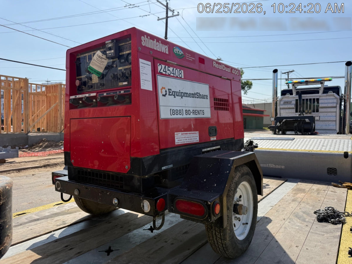 2022 Shindaiwa DGW400MDL Kubota D902 Engine, 23 HP, Dual Op Welder, Wire, Arc, Droop Stick, Tig, and CC Stick Functionality, Simulphase, 3 Phase and 1 Phase Gen Output, Single Axle NB Trlr, Slr Trckl Chrg 12V 12W, Fire Ext