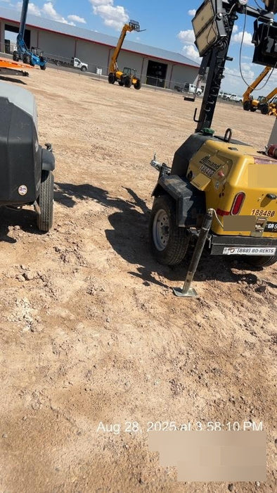 Allmand NLV3GR (4) LED Light Fixture 350W, 23' Vertical Mast, 3kW Prime, Towable, Deep Sea L401, Leveling Jacks, Yanmar T4F 5.8hp