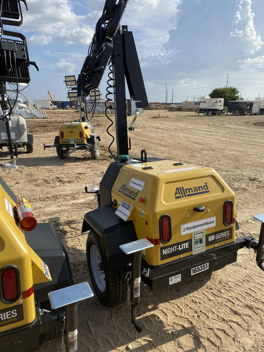 2021 Allmand NLV3GR (4) LED Light Fixture 350W, 23' Vertical Mast, 3kW Prime, Towable, Deep Sea L401, Leveling Jacks, Yanmar T4F 5.8hp