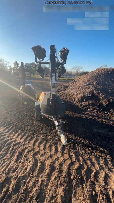 2022 Allmand NLV3GR (4) LED Light Fixture 350W, 23' Vertical Mast, 3kW Prime, Towable, Deep Sea L401, Leveling Jacks, Yanmar T4F 5.8hp