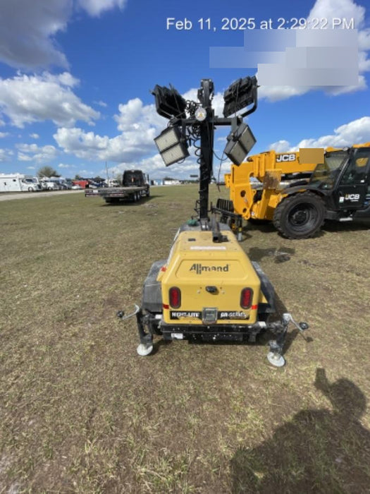 2022 Allmand NLV3GR (4) LED Light Fixture 350W, 23' Vertical Mast, 3kW Prime, Towable, Deep Sea L401, Leveling Jacks, Yanmar T4F 5.8hp