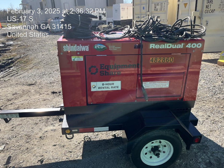 2024 Shindaiwa DGW400DML Kubota D902 Engine, 23 HP, Dual Op Welder, Wire, Arc, Droop Stick, Tig, and CC Stick Functionality, Simulphase, 3 Phase and 1 Phase Gen Output, Single Axle NB Trlr, Slr Trckl Chrg 12V 12W, Fire Ext, T3