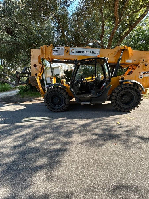 2019 JCB 510-56 Canopy, 74 HP, Solid Tires, STD Worklight, Beacon, Aux Hydraulics, Lifting Eye, Back up Alarm w/66" Carriage/60" Forks