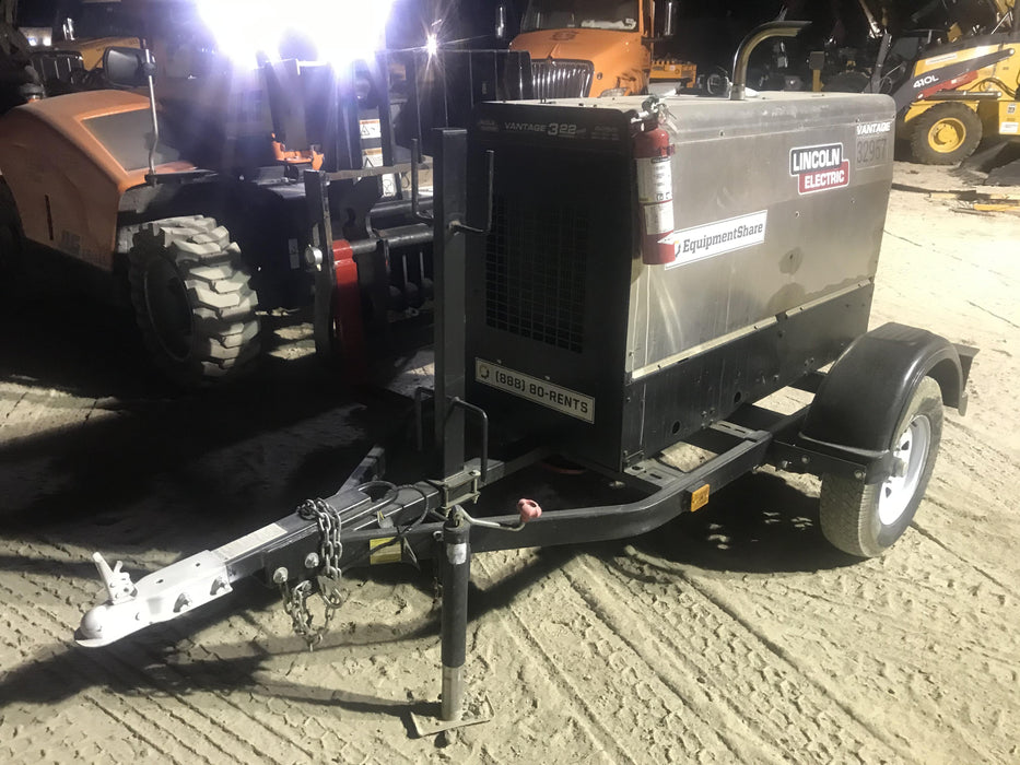 2019 Lincoln Electric Vantage 322 Welder Ready-Pak 3, Two wheel trailer, Fender and Light kit, Cable Rack