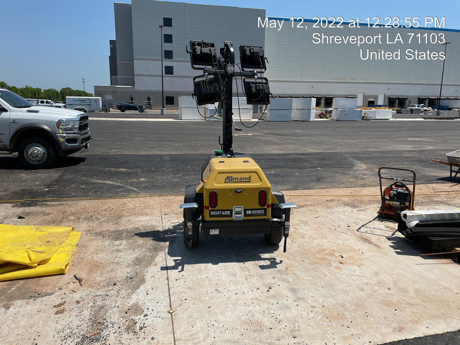 2022 Allmand NLV3GR (4) LED Light Fixture 350W, 23' Vertical Mast, 3kW Prime, Towable, Deep Sea L401, Leveling Jacks, Yanmar T4F 5.8hp