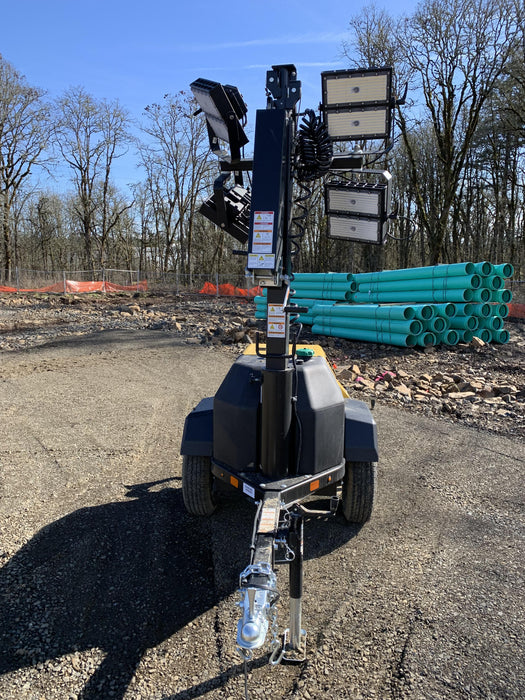 2022 Allmand NLV3GR (4) LED Light Fixture 350W, 23' Vertical Mast, 3kW Prime, Towable, Deep Sea L401, Leveling Jacks, Yanmar T4F 5.8hp