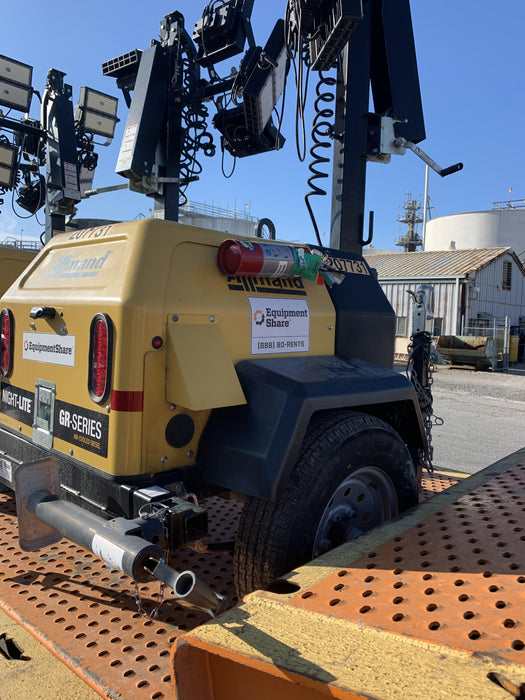 2022 Allmand NLV3GR (4) LED Light Fixture 350W, 23' Vertical Mast, 3kW Prime, Towable, Deep Sea L401, Leveling Jacks, Yanmar T4F 5.8hp