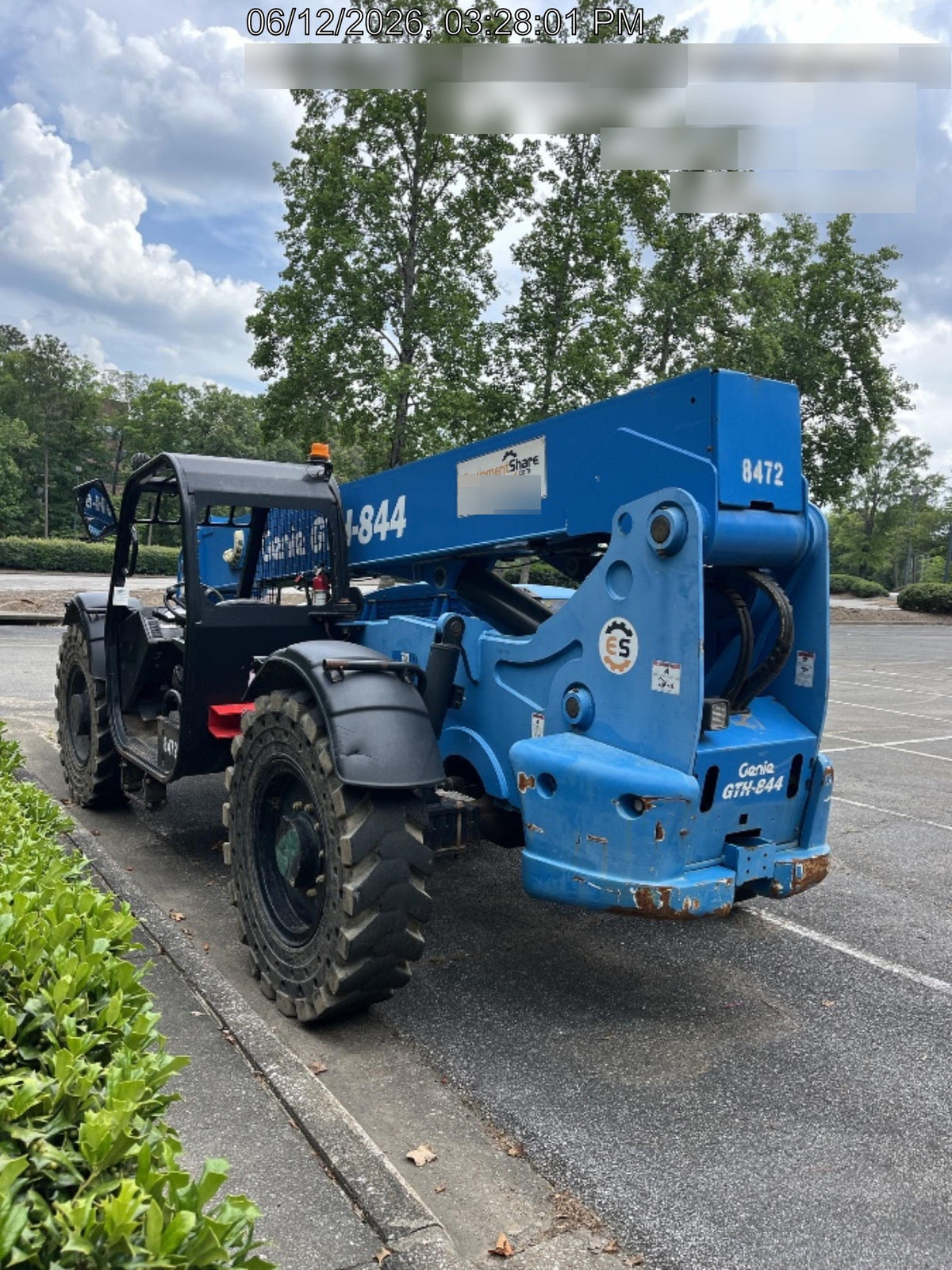 2018 Genie GTH-844 Genie GTH-844D w/Open ROPS, Solid Tires, Work Light/Beacon, 60" Carriage and Forks