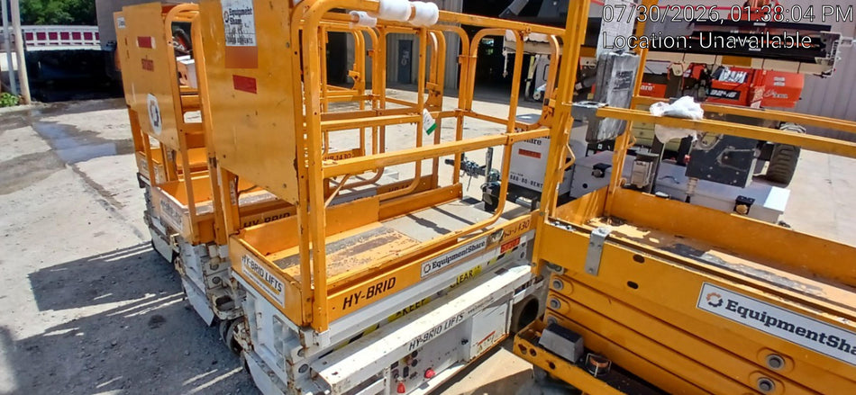 Custom Equipment HB-1430 <ul>
 <li>Hy-Brid Scissor Lift</li>
  <li>Platform capacity up to 670 lbs.</li>
  <li>Working height up to 20 ft</li>
  <li>Weighs under 1,700 lbs.</li>
  <li>Non-marking wheels </li>
</ul>