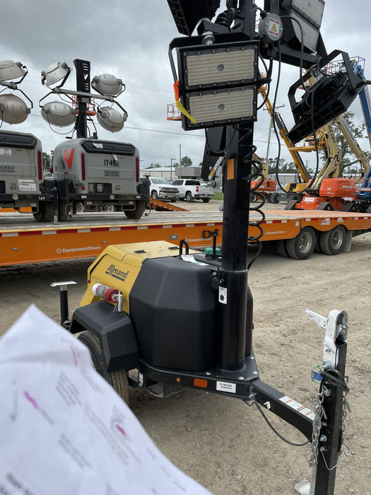 2022 Allmand NLV3GR (4) LED Light Fixture 350W, 23' Vertical Mast, 3kW Prime, Towable, Deep Sea L401, Leveling Jacks, Yanmar T4F 5.8hp