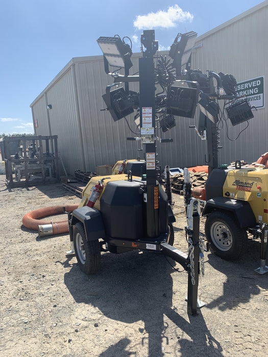 2021 Allmand NLV3GR (4) LED Light Fixture 350W, 23' Vertical Mast, 3kW Prime, Towable, Deep Sea L401, Leveling Jacks, Yanmar T4F 5.8hp