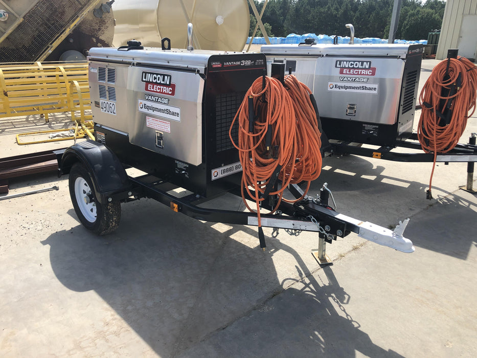 2019 Lincoln Electric Vantage 322 Ready-Pak 3, Two Wheel Trailer, Fender and Light Kit, Cable Rack