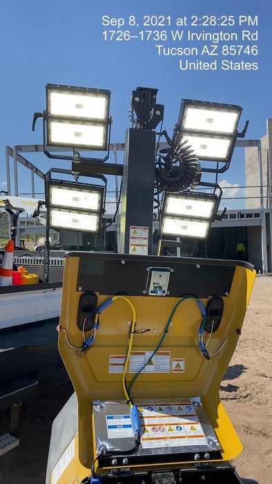 2021 Allmand NLV3GR (4) LED Light Fixture 350W, 23' Vertical Mast, 3kW Prime, Towable, Deep Sea L401, Leveling Jacks, Yanmar T4F 5.8hp