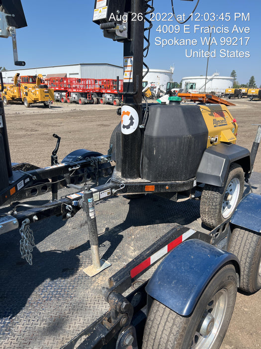 2021 Allmand NLV3GR (4) LED Light Fixture 350W, 23' Vertical Mast, 3kW Prime, Towable, Deep Sea L401, Leveling Jacks, Yanmar T4F 5.8hp