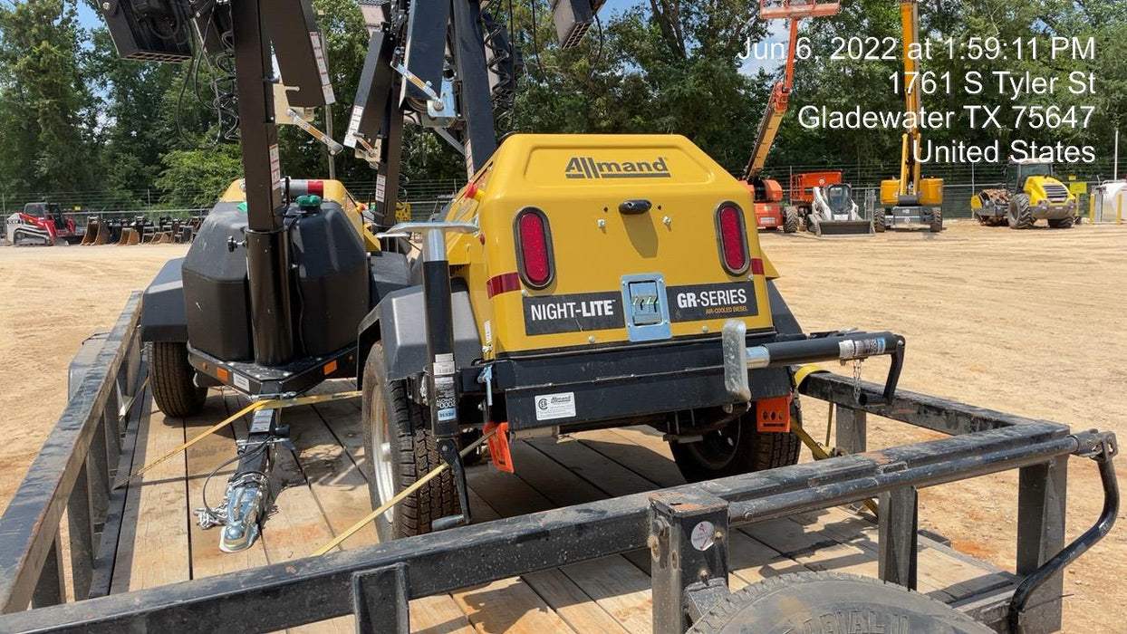 2022 Allmand NLV3GR (4) LED Light Fixture 350W, 23' Vertical Mast, 3kW Prime, Towable, Deep Sea L401, Leveling Jacks, Yanmar T4F 5.8hp