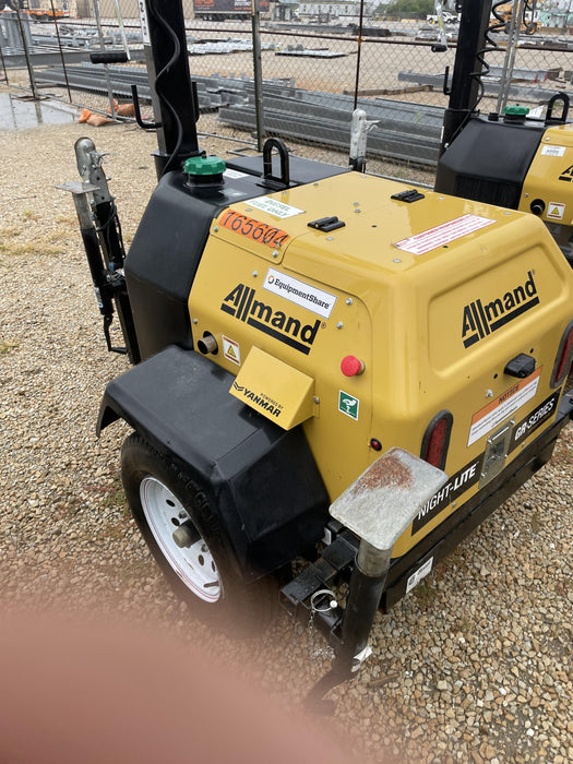 2021 Allmand NLV3GR (4) LED Light Fixture 350W, 23' Vertical Mast, 3kW Prime, Towable, Deep Sea L401, Leveling Jacks, Yanmar T4F 5.8hp