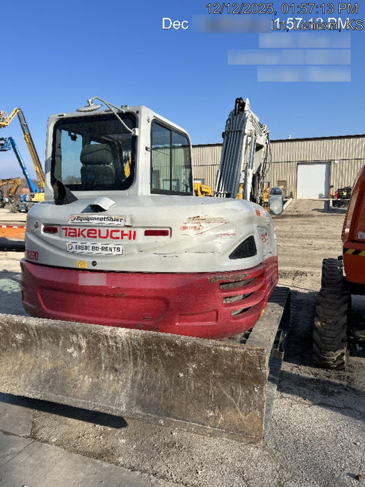 2019 Takeuchi TB290 Cab, AC, Rubber Tracks, Dozer Blade, Travel Alarm, Control Pattern Change Valve, Auxiliary Hydraulics w/18" Quick Coupler Bucket with teeth, 6.2 cu. ft. capacity/24" Quick Coupler Bucket with teeth, 8.6 cu. ft. capacity/36" Quick Coupler Bucket with teeth, 13.4 cu. ft. capacity, Quick Coupler, Hydraulic Thumb Installed