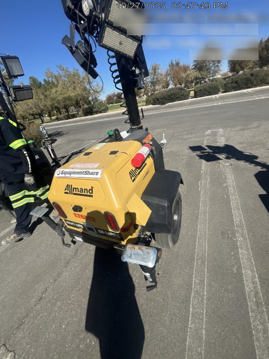 Allmand NLV3GR (4) LED Light Fixture 350W, 23' Vertical Mast, 3kW Prime, Towable, Deep Sea L401, Leveling Jacks, Yanmar T4F 5.8hp