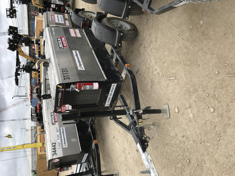 2019 Lincoln Electric Vantage 322 Welder Ready-Pak 3, Two wheel trailer, Fender and Light kit, Cable Rack