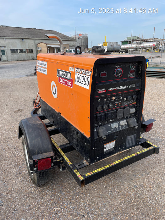 2021 Lincoln Electric Vantage 322 Vantage 322 Ready Pak 3 w/ Decals, ORANGE (includes trailer, cable rack, fender light kit) NO Telematics