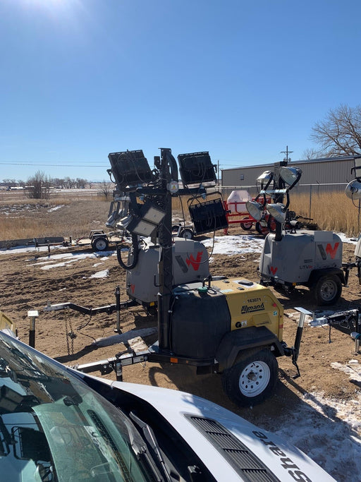 2021 Allmand NLV3GR (4) LED Light Fixture 350W, 23' Vertical Mast, 3kW Prime, Towable, Deep Sea L401, Leveling Jacks, Yanmar T4F 5.8hp