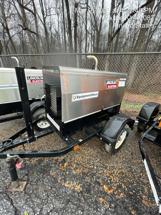 2019 Lincoln Electric Vantage 322 Welder Ready-Pak 3, Two wheel trailer, Fender and Light kit, Cable Rack