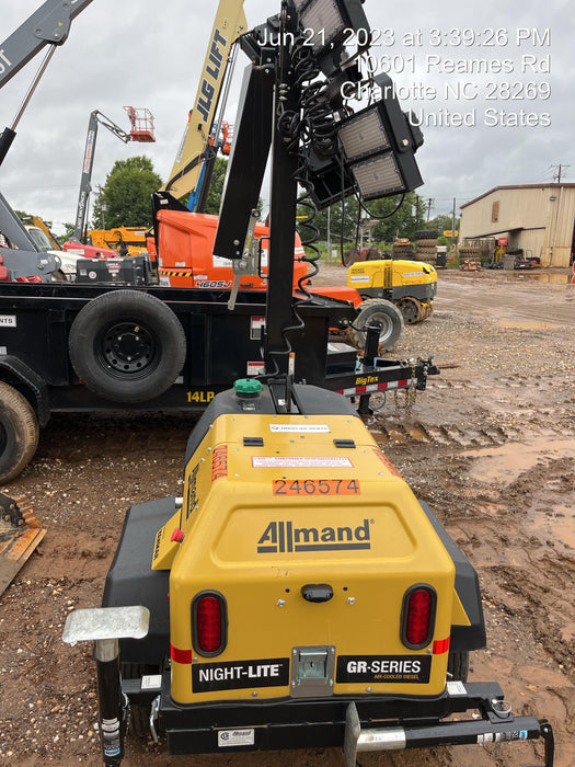 2022 Allmand NLV3GR (4) LED Light Fixture 350W, 23' Vertical Mast, 3kW Prime, Towable