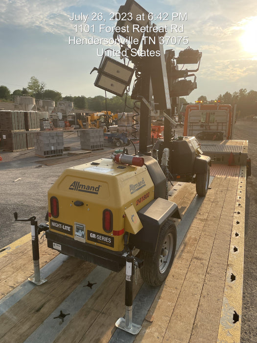 2022 Allmand NLV3GR (4) LED Light Fixture 350W, 23' Vertical Mast, 3kW Prime, Towable, Deep Sea L401, Leveling Jacks, Yanmar T4F 5.8hp