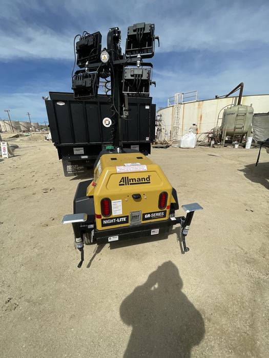 2022 Allmand NLV3GR (4) LED Light Fixture 350W, 23' Vertical Mast, 3kW Prime, Towable, ES Decals, T3