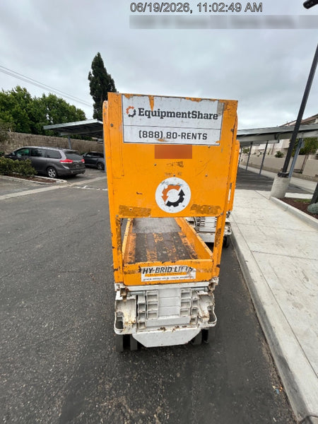 Custom Equipment HB-1430 <ul>
 <li>Hy-Brid Scissor Lift</li>
  <li>Platform capacity up to 670 lbs.</li>
  <li>Working height up to 20 ft</li>
  <li>Weighs under 1,700 lbs.</li>
  <li>Non-marking wheels </li>
</ul>